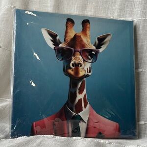 Giraffe in Pink Suit Canvas Art Wall Hanging Canvas Gifts NWT 8.5" x 8.5" x 0.75